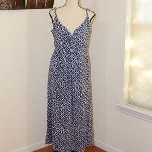 Talbots, Blue and white tie dye empire waist maxi dress